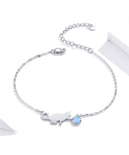 Load image into Gallery viewer, Cat &amp; Ball Bracelet Opal &amp; Sterling Silver
