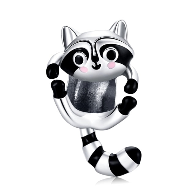 Sterling Silver 925 Stripey Cat Charm for Bracelet