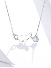 Load image into Gallery viewer, Opal Cat Necklace Sterling Silver
