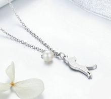 Load image into Gallery viewer, Pearl Kitty Necklace in Sterling Silver

