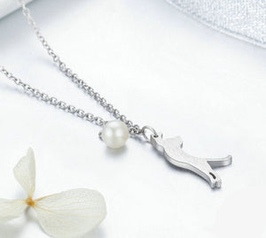 Pearl Kitty Necklace in Sterling Silver