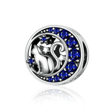 Load image into Gallery viewer, Blue Moon Cat Charm in Sterling Silver
