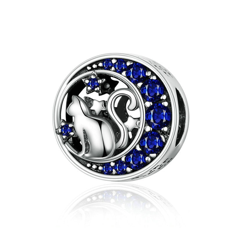 Blue Moon Cat Charm in Sterling Silver