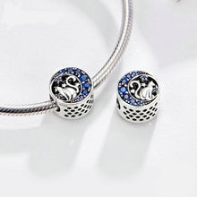 Load image into Gallery viewer, Blue Moon Cat Charm in Sterling Silver
