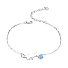 Load image into Gallery viewer, Cat &amp; Ball Bracelet Opal &amp; Sterling Silver
