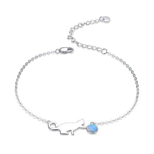 Cat & Ball Bracelet Opal & Sterling Silver