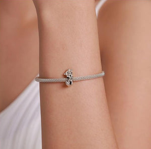  Crazy Cat Charm for bracelet in Sterling Silver
