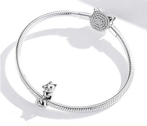  Crazy Cat Charm for bracelet in Sterling Silver