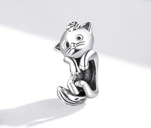 Load image into Gallery viewer,  Crazy Cat Charm for bracelet in Sterling Silver
