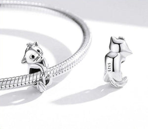  Crazy Cat Charm for bracelet in Sterling Silver