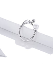 Load image into Gallery viewer, Leaping Cat Ring Sterling Silver and Pearl
