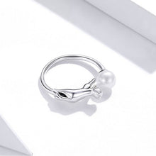 Load image into Gallery viewer, Leaping Cat Ring Sterling Silver and Pearl
