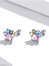 Load image into Gallery viewer, Rainbow Paw Earrings in Sterling Silver
