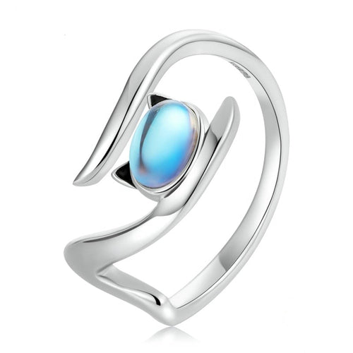 Moonstone Cat Ring Stering Silver