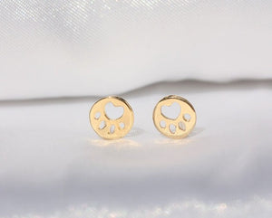 Rose Gold Round Paw Stud Earrings