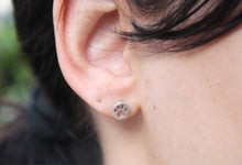 Load image into Gallery viewer, Silver Round Paw Stud Earrings

