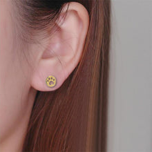 Load image into Gallery viewer, Gold Round Paw Stud Earrings
