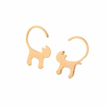 Load image into Gallery viewer, Gold Curly Tailed Cat Stud Earrings
