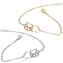 Load image into Gallery viewer, Gold &amp; Silver Heart and Paw Adjustable Bracelet
