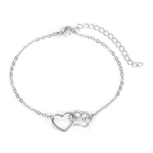 Load image into Gallery viewer, Silver Heart and Paw Bracelet
