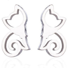 Load image into Gallery viewer, Seated Cat Silver Stud Earrings
