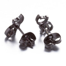 Load image into Gallery viewer, Seated Cat Black Stud Earrings

