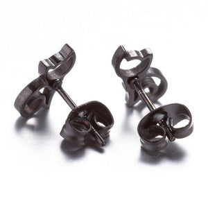 Seated Cat Black Stud Earrings